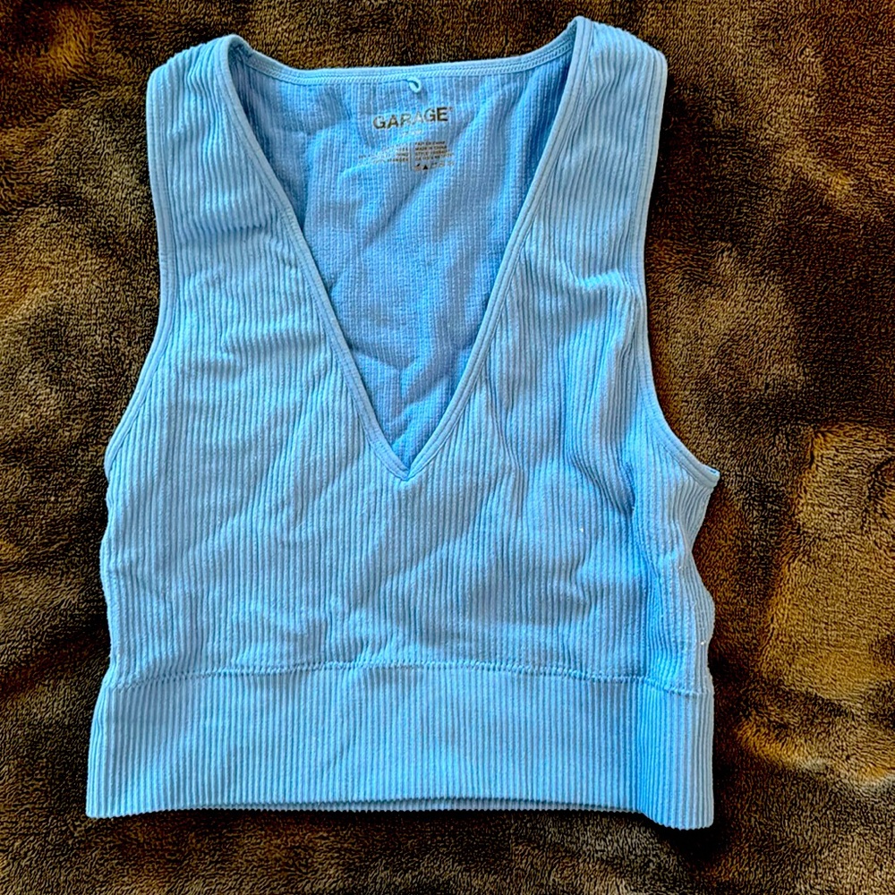 blue tank top v neck xs